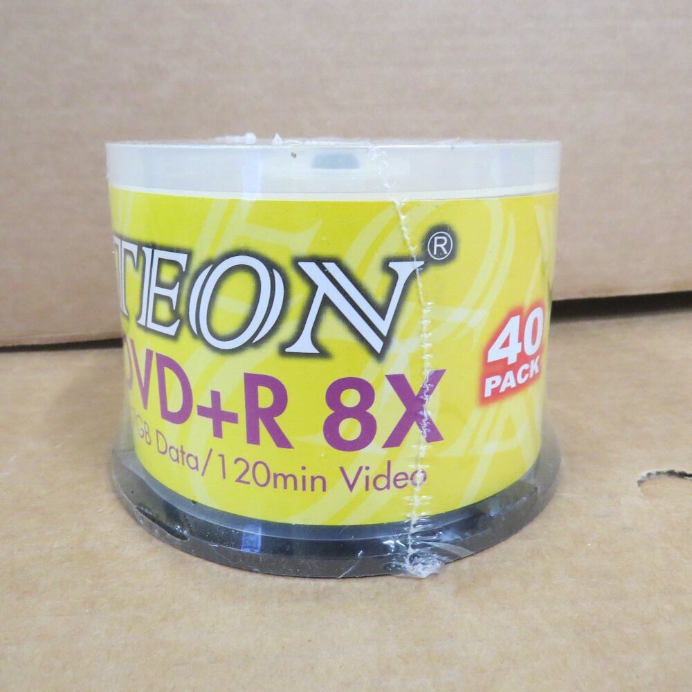 TEON DVD+R RW 8X 4.7GB Data/ 120min Video 40 Pack Recordable Media NEW Sealed